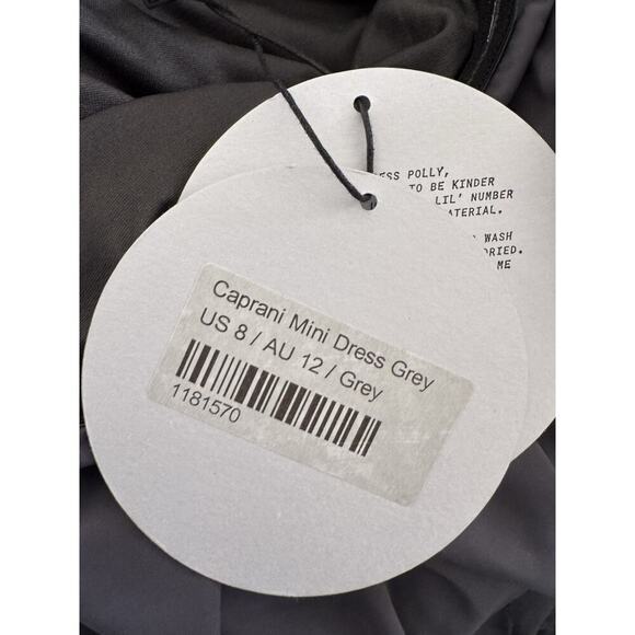 Princess Polly Womens Grey Asymmetric Hem Adjustable Ruched Side Caprani Dress 8 - Picture 8 of 10